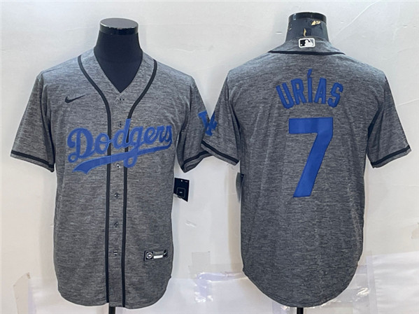 Men's Los Angeles Dodgers #7 Julio Urías Gray Cool Base Stitched Jersey